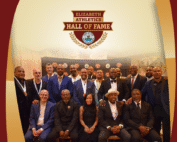 Group photo of the 2025 Elizabeth Athletic Hall of Fame inductees and organizers at the awards dinner.