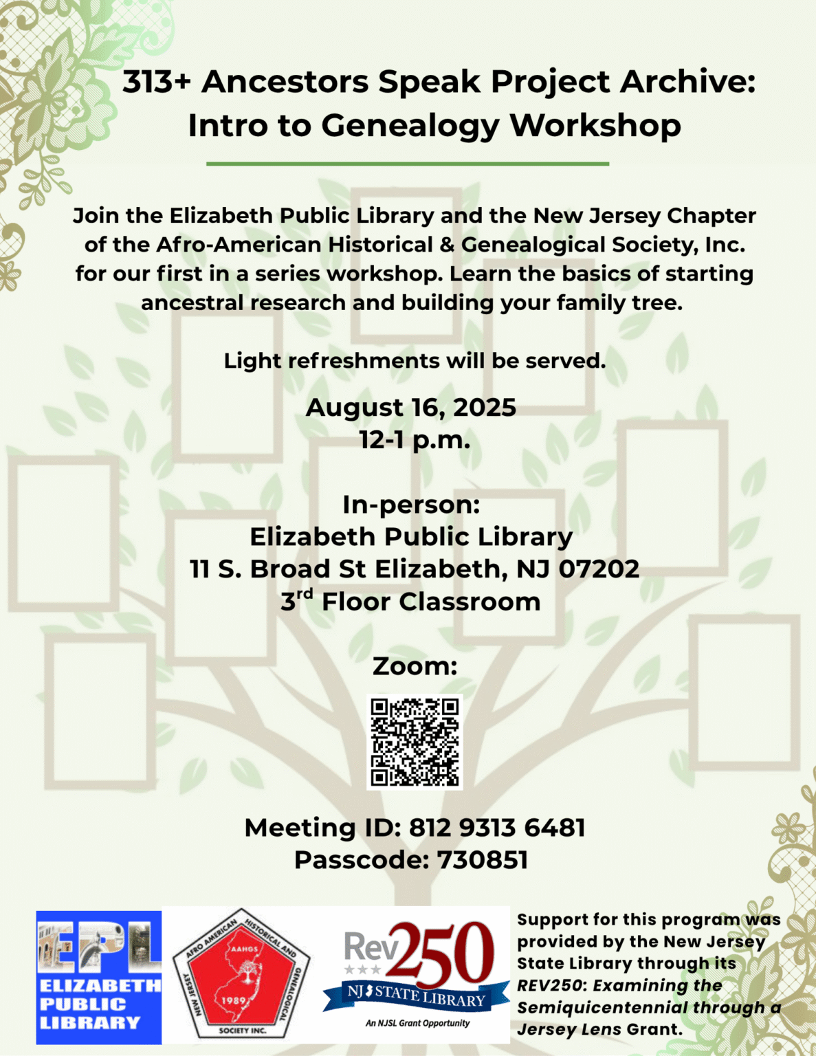 Genealogy Workshop at Elizabeth Public Library - Elizabeth, NJ