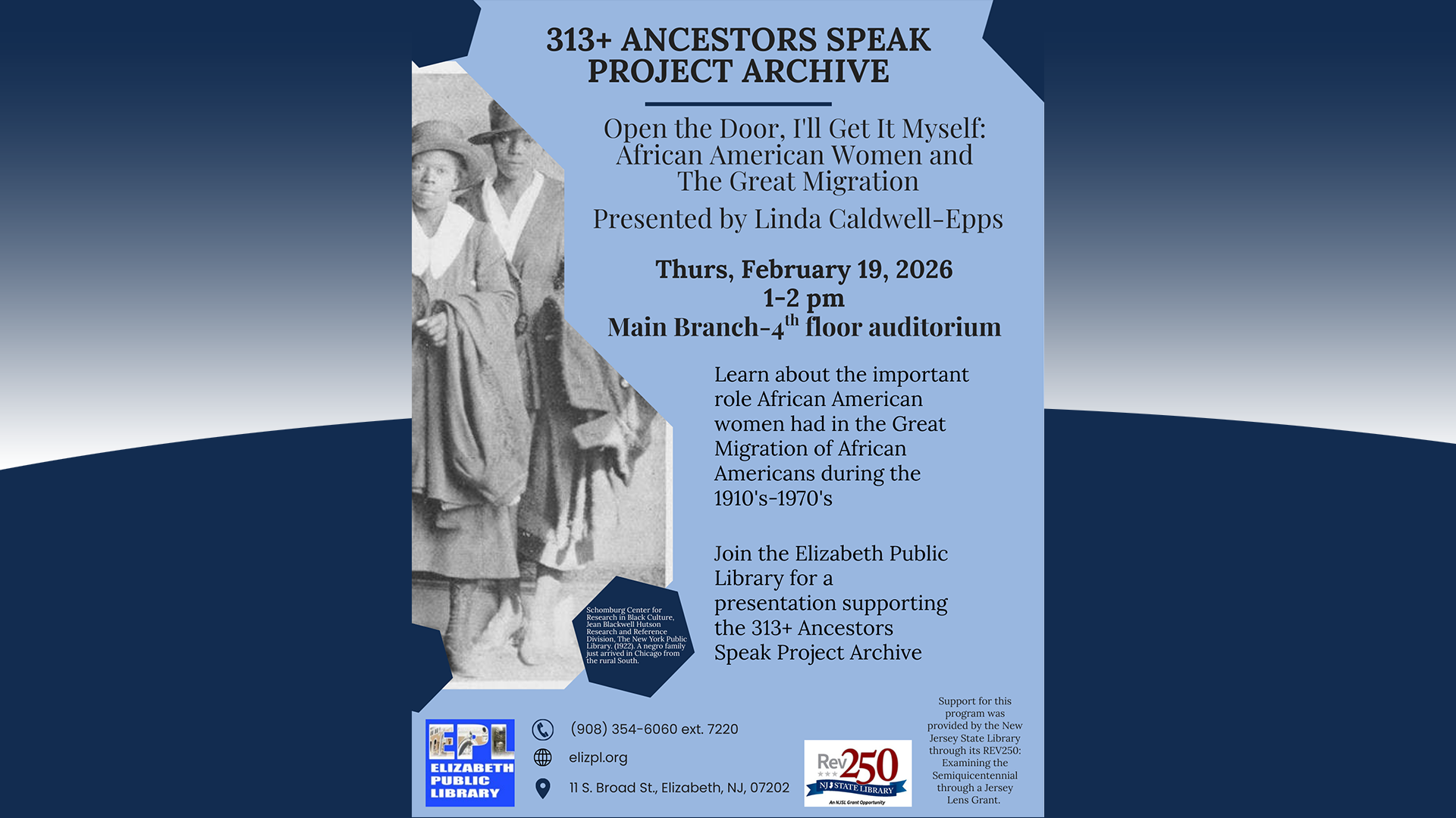 Historic photo representing African American women during the Great Migration for a 313+ Ancestors Speak Project Archive program