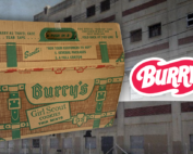 Vintage Burry’s Biscuit Company cookie products including Thin Mints and Scot-Teas produced in Elizabeth, New Jersey