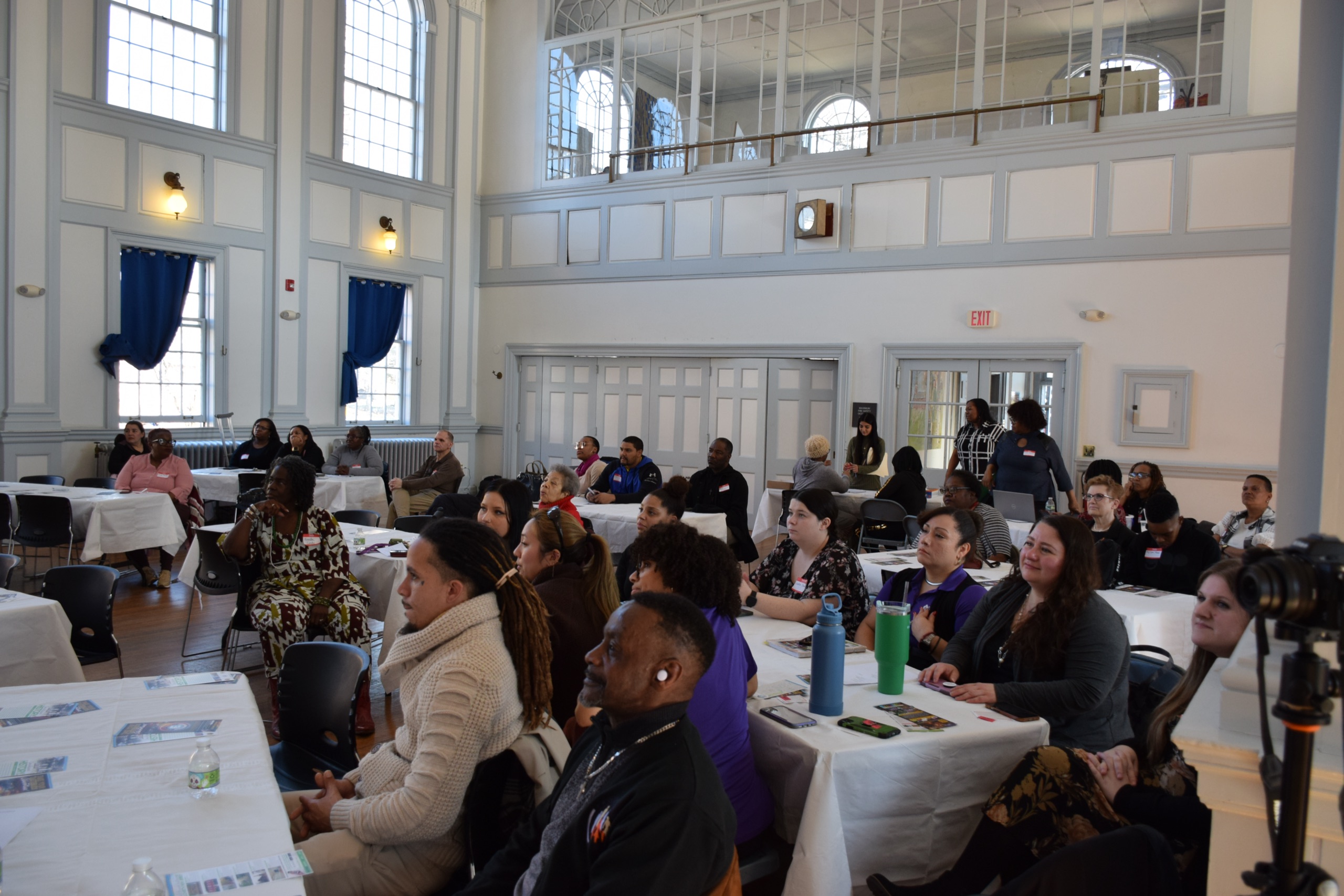 Event hall and stage at Snyder Academy in Elizabeth, New Jersey