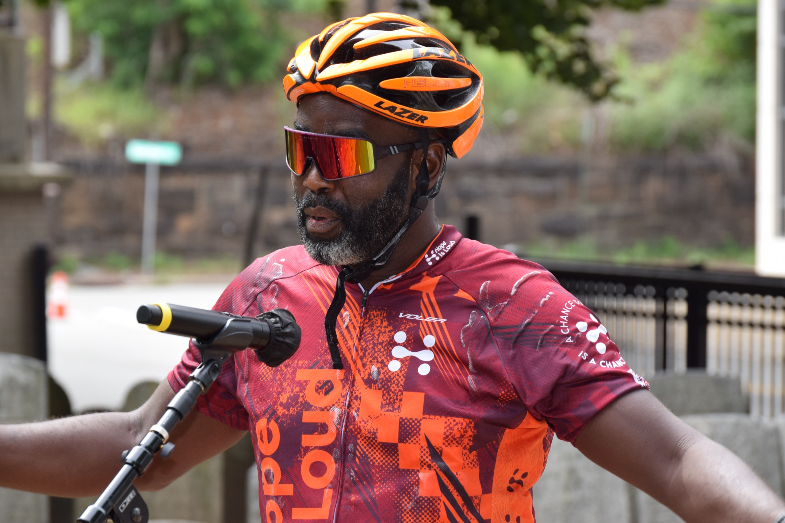 A cyclist participates in Hope Is Loud at Snyder Academy in 2022.
